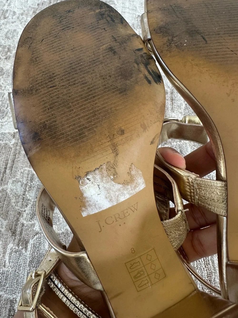J. Crew Metallic Gold Bow Knot Slingback Block Party Heels (Size 8)